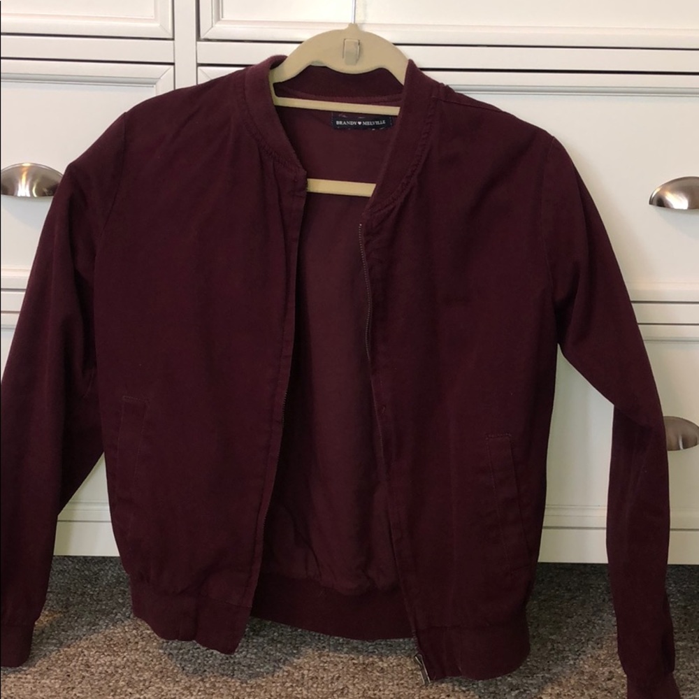 Brandy Melville maroon bomber jacket